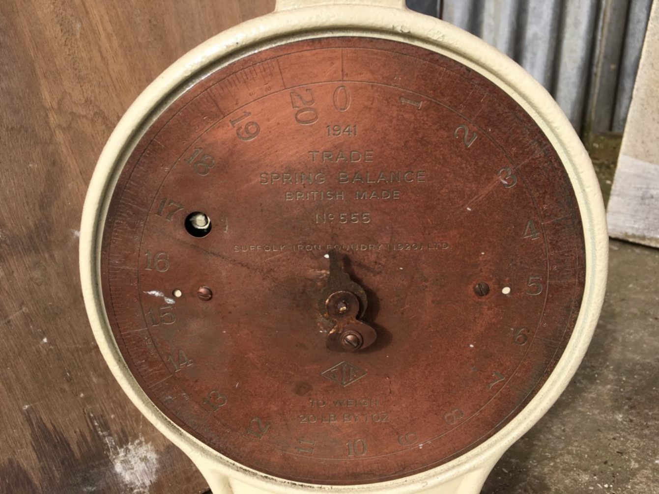 Vintage Cast Iron & Brass Spring Balance Scales 20lbs