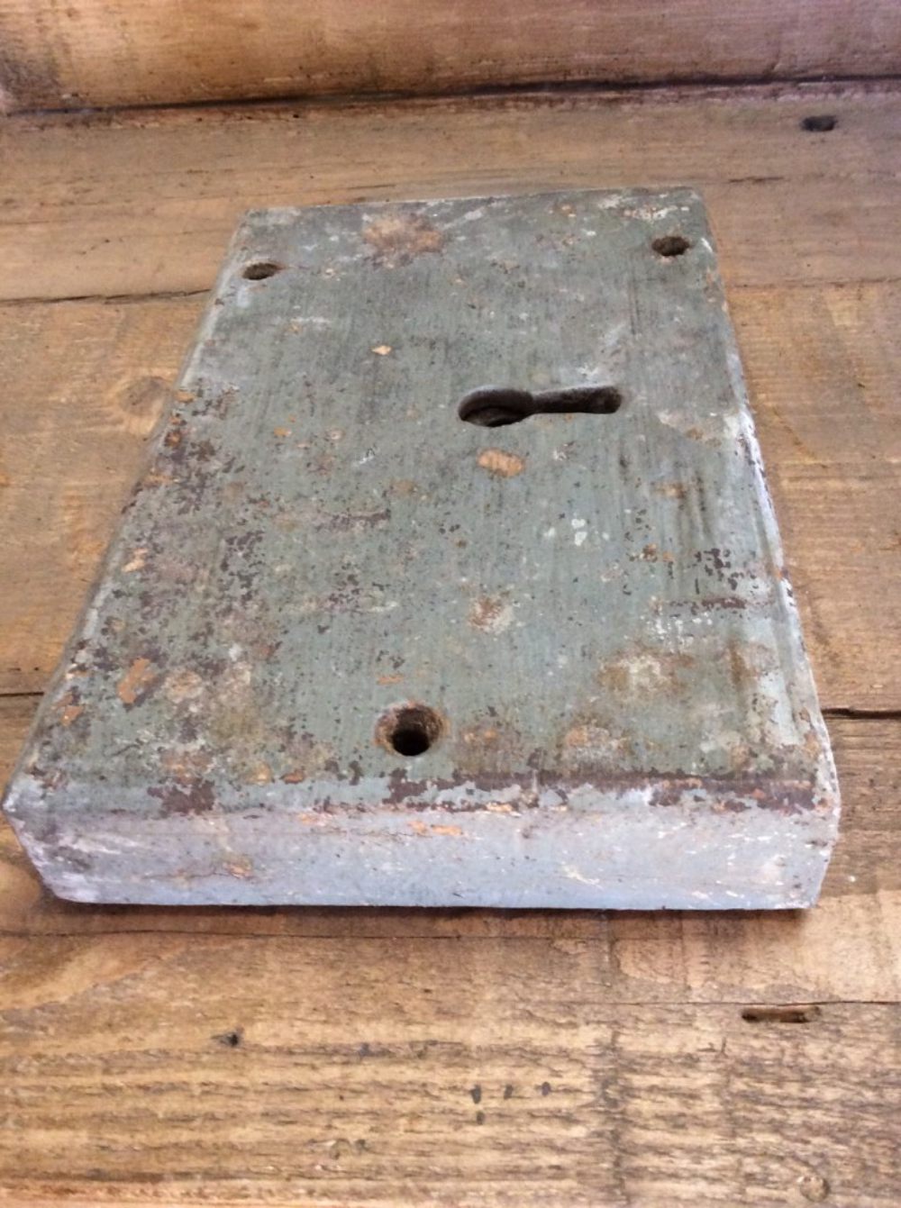 Salvaged Victorian Door Rim Lock Wooden Case & Steel Casement Right Hand No Key