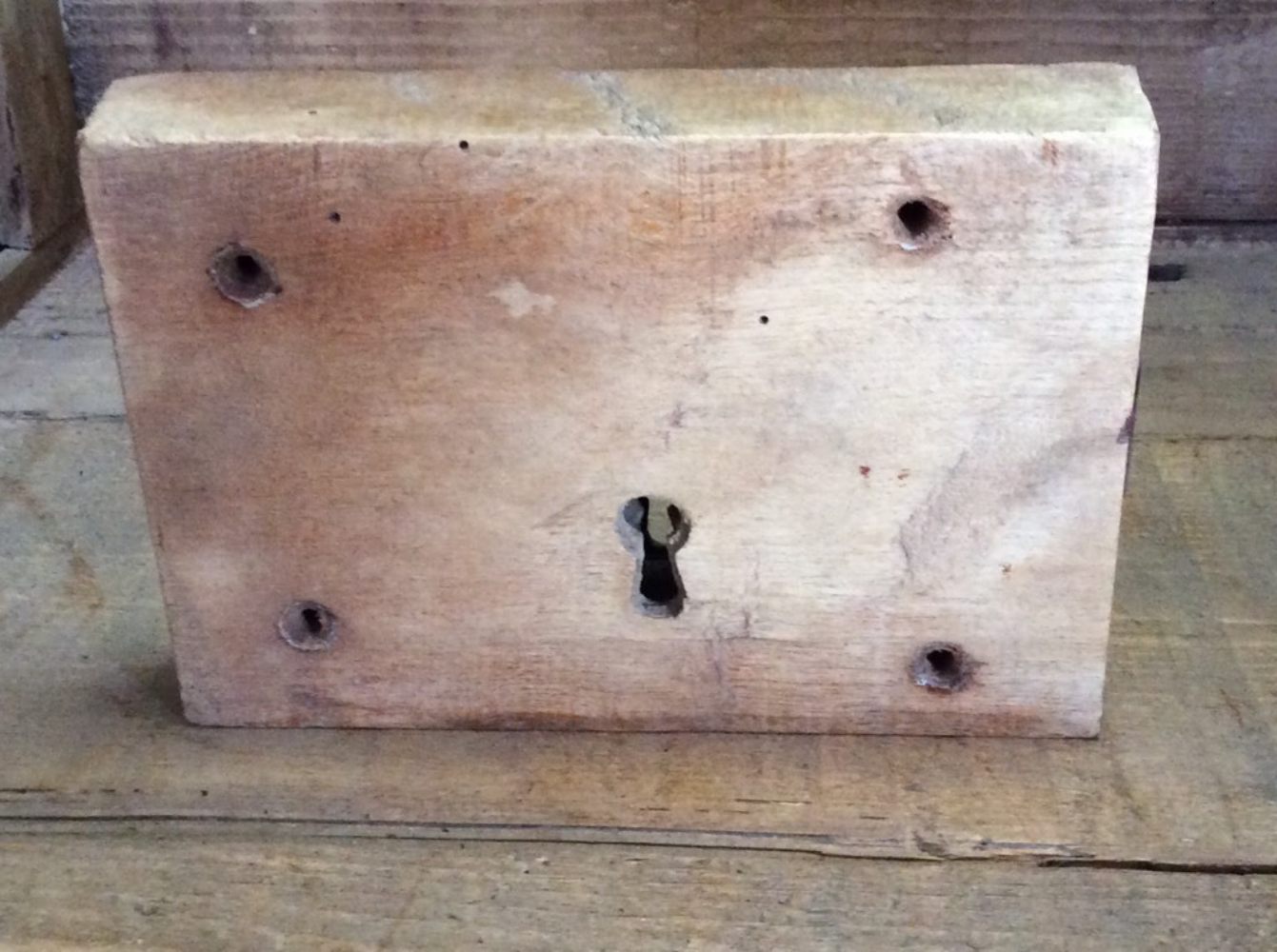 Unusual Victorian Door Rim Lock With Elm Casement & Steel Lock Right Hand 4¾”x7”
