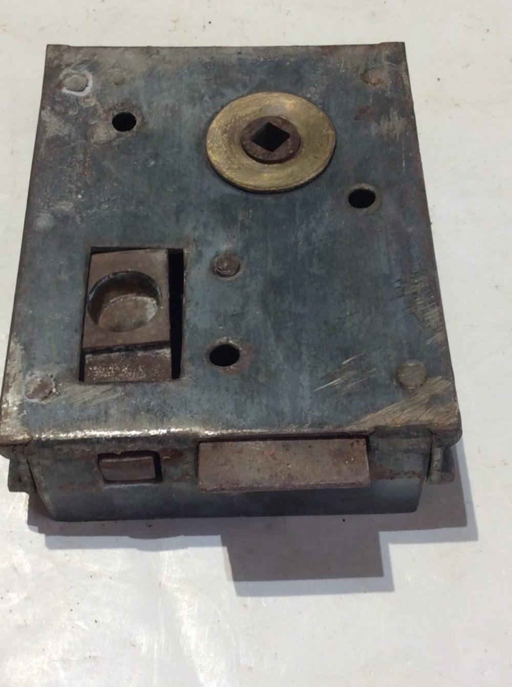 3 5/8x4 5/8” Victorian Steel & Brass Rim Lock Right Or Left Hand Door Slide Bolt