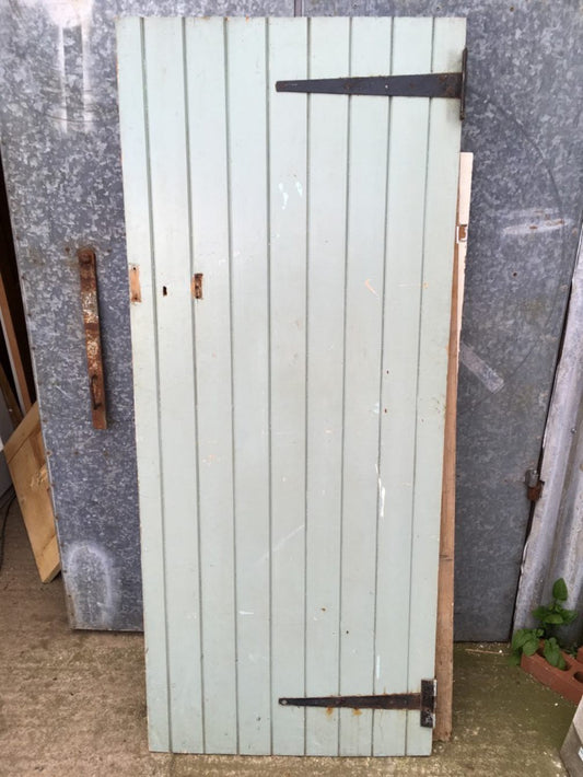 29 7/8”x72 1/4” Reclaimed Old Painted Pine 9 Plank Ledge & Brace Internal Door