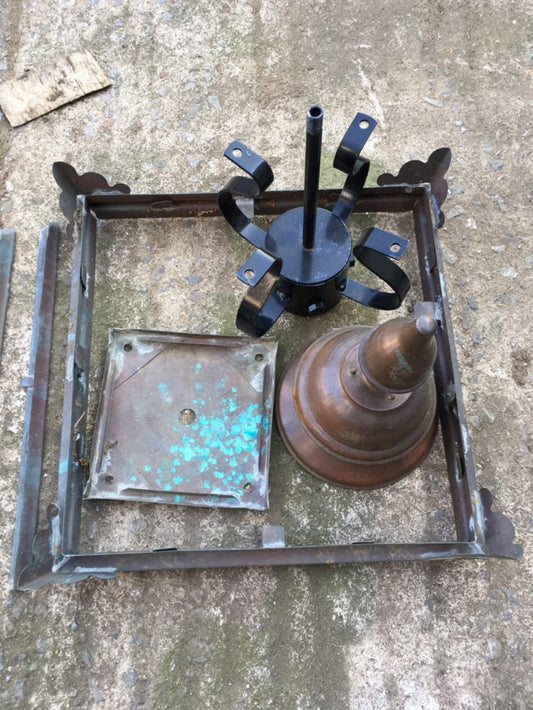 36”x17x17” Salvaged Large Copper Lamp Top Needs Repair