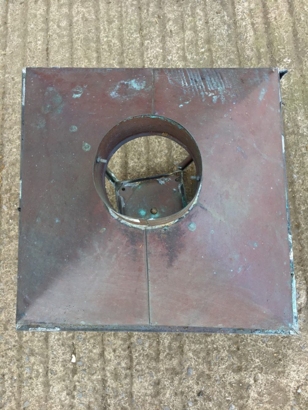 36”x17x17” Salvaged Large Copper Lamp Top Needs Repair