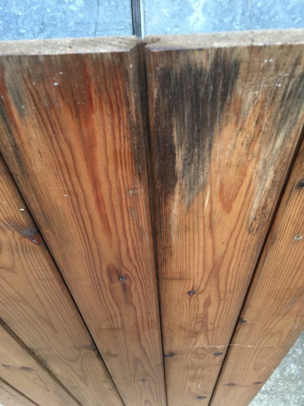 19 1/2”x52 7/8” Old Varnished Pine 6 Plank Ledge & Brace Narrow Internal Door