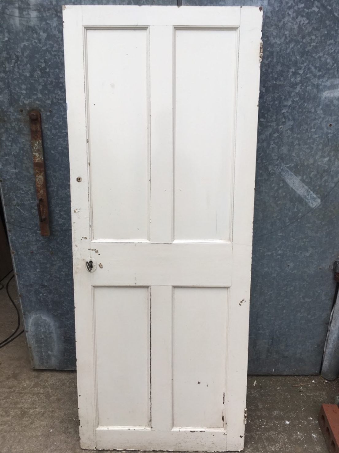 26 1/4”x65 3/4” Victorian Painted Pine Four Panel 2 Over 2 Narrow Internal Door
