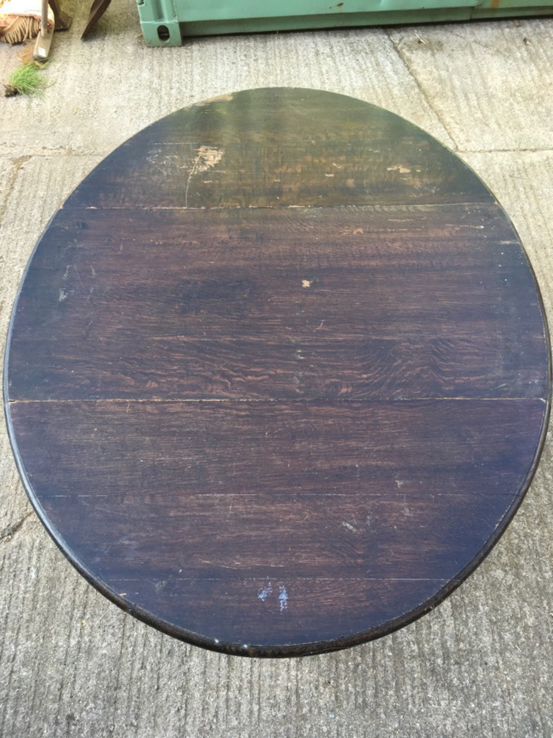 Reclaimed 1930s Dark Stained Oak Gateleg Dropleaf Table 136cm Long