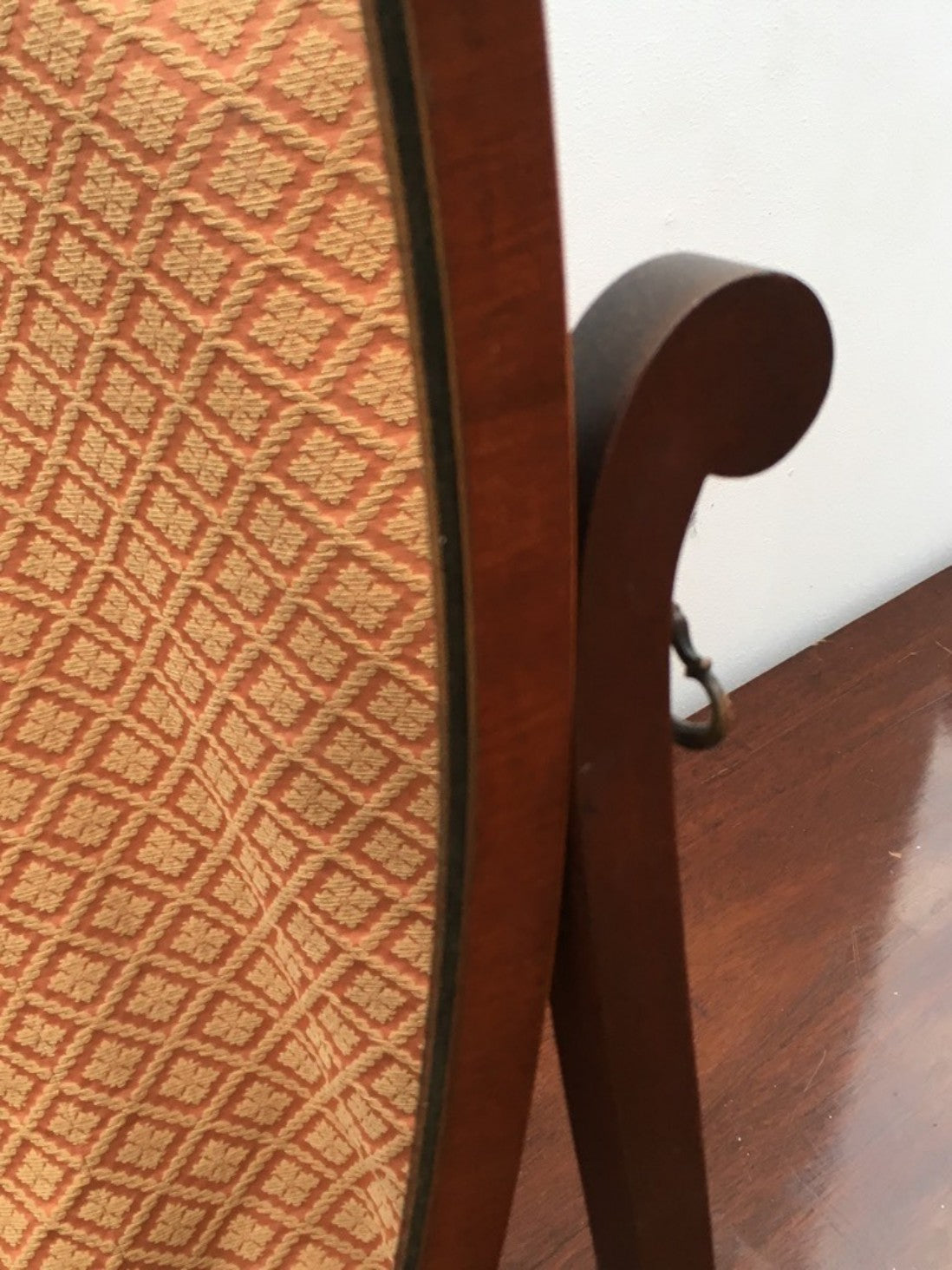 Antique Old Mahogany Cheval Dressing Table Shield Shaped Mirror 68.5x55.5cm