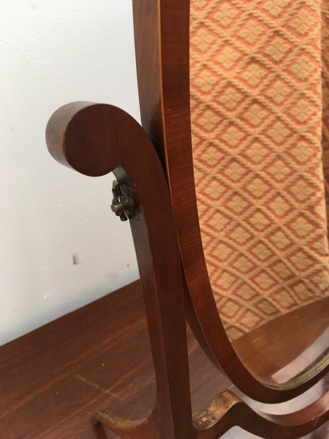 Antique Old Mahogany Cheval Dressing Table Shield Shaped Mirror 68.5x55.5cm