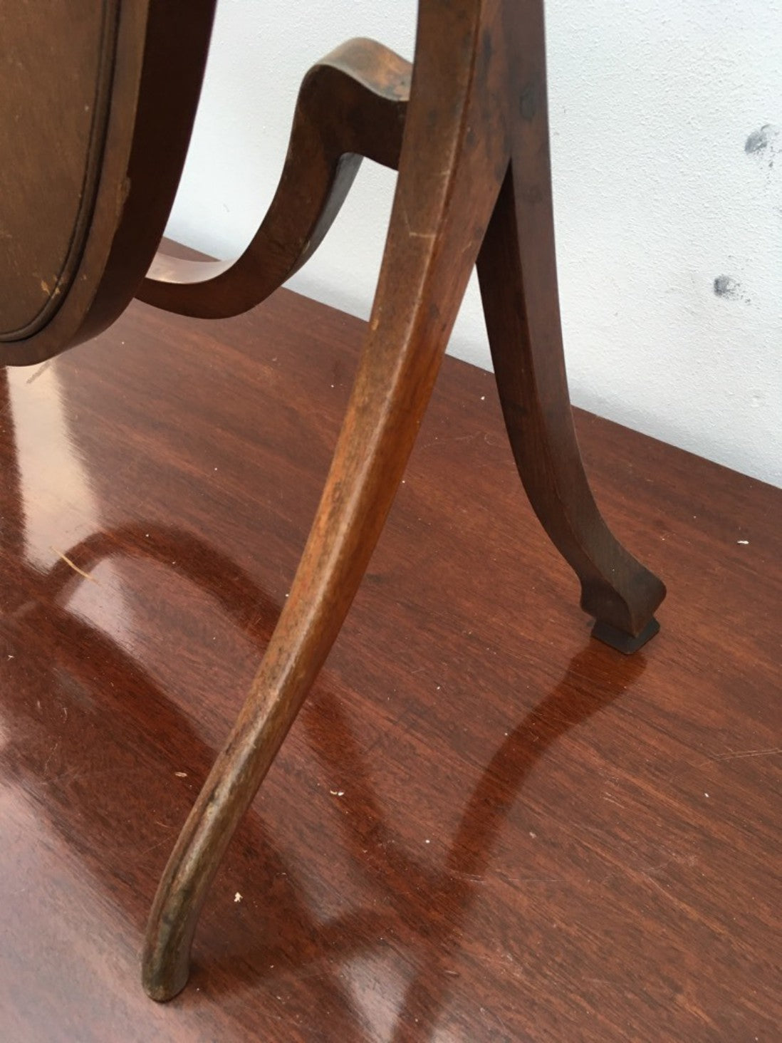 Antique Old Mahogany Cheval Dressing Table Shield Shaped Mirror 68.5x55.5cm