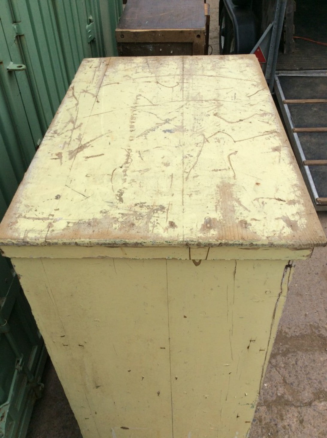 Interesting Old Reclaimed Painted Pine Deep Storage Cupboard 137.5x98.3cm