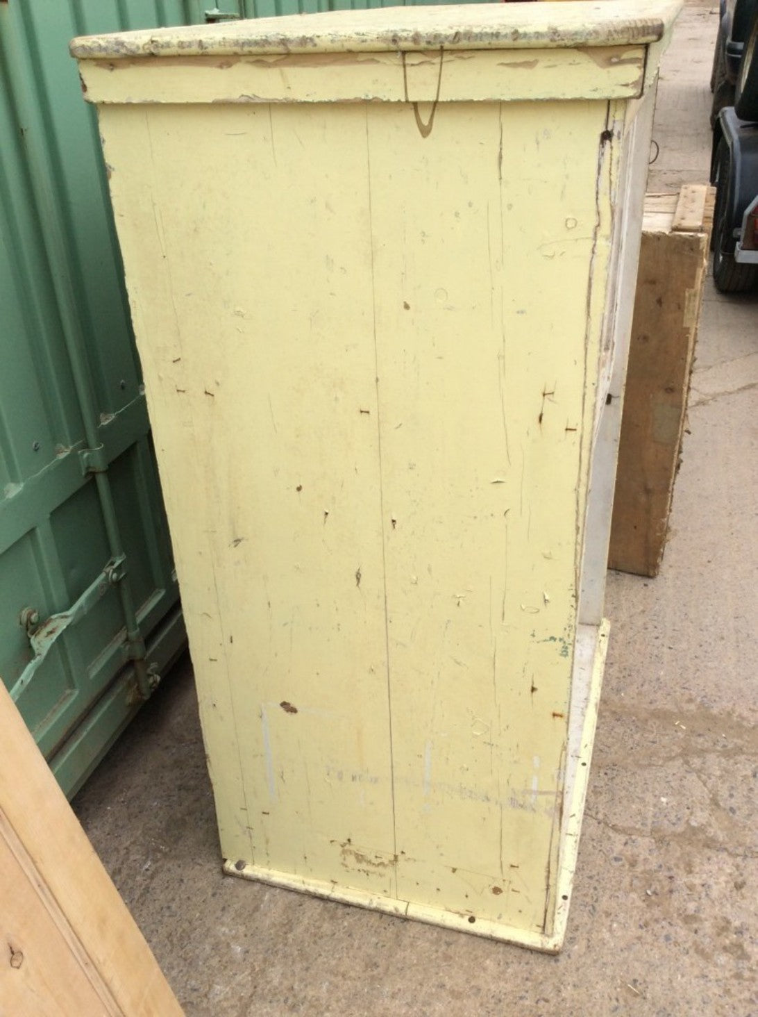 Interesting Old Reclaimed Painted Pine Deep Storage Cupboard 137.5x98.3cm