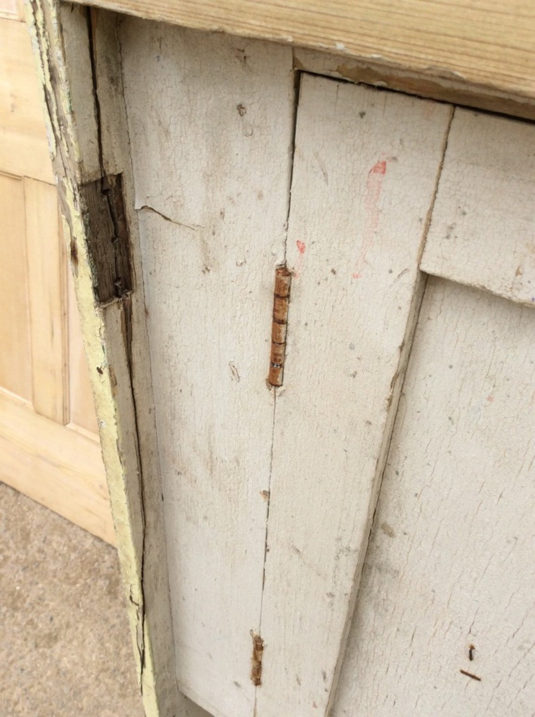 Interesting Old Reclaimed Painted Pine Deep Storage Cupboard 137.5x98.3cm