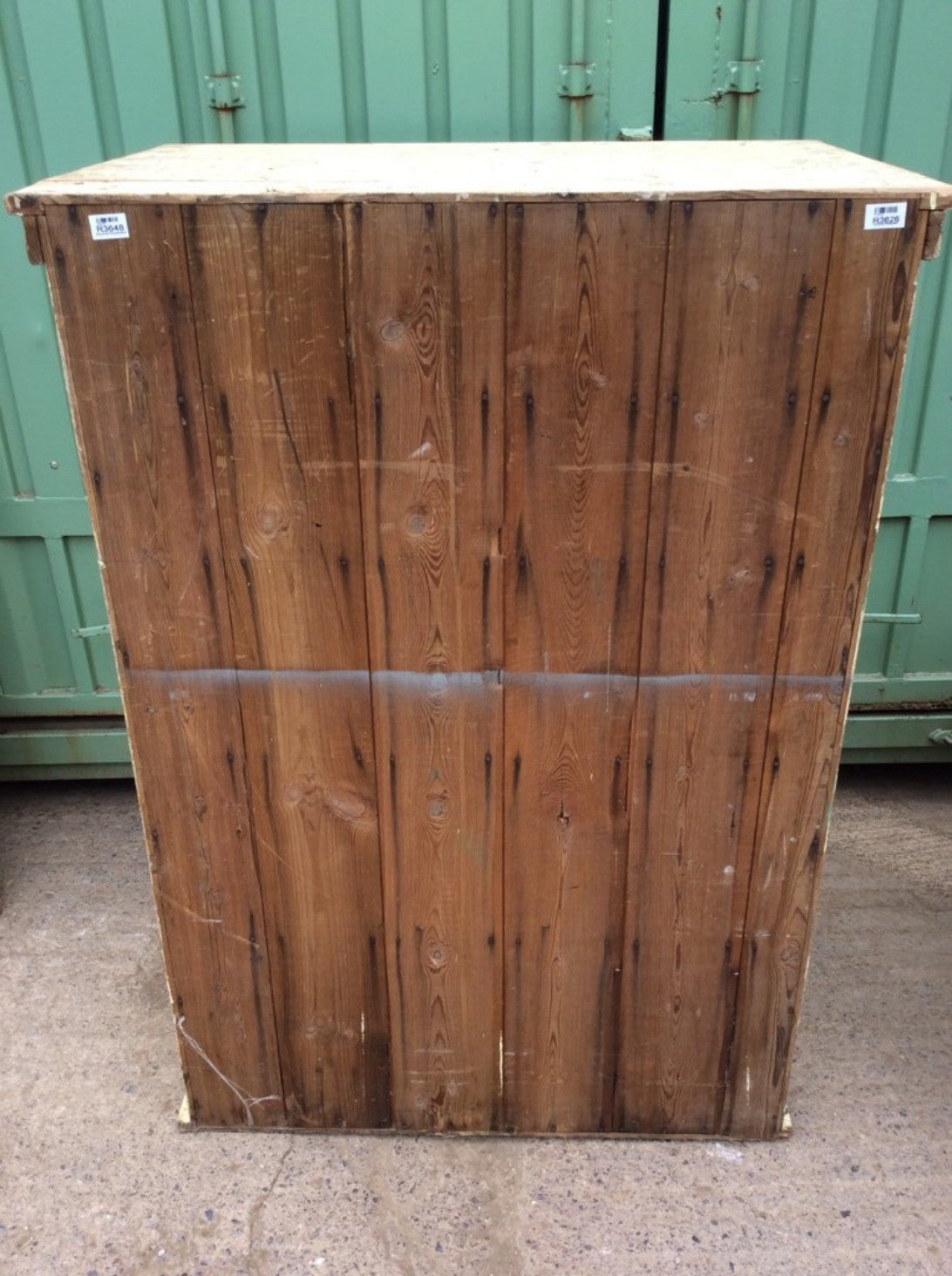 Interesting Old Reclaimed Painted Pine Deep Storage Cupboard 137.5x98.3cm