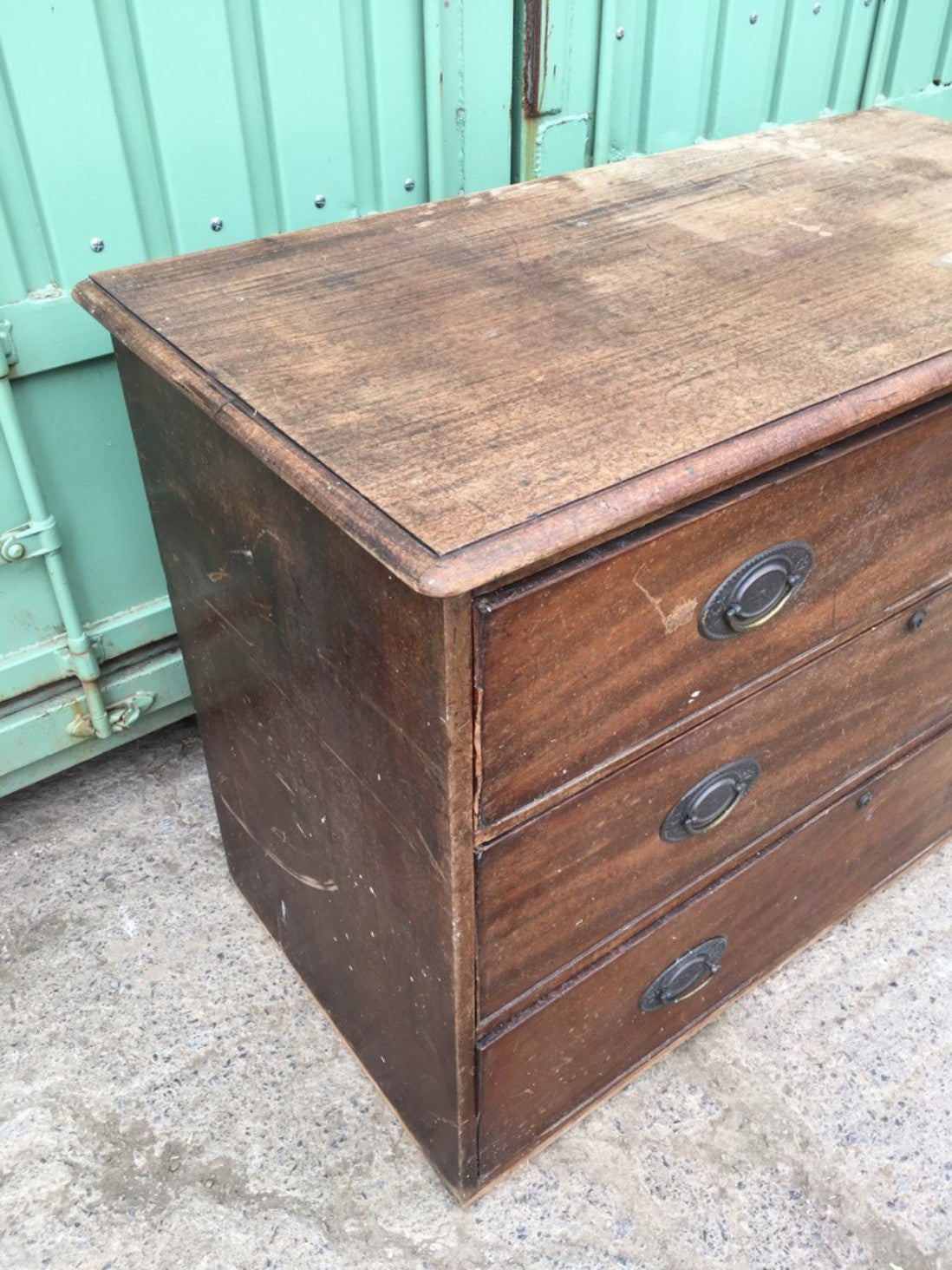 Reclaimed Antique Victorian Mahogany Large 3 Drawer Chest 84x118cm