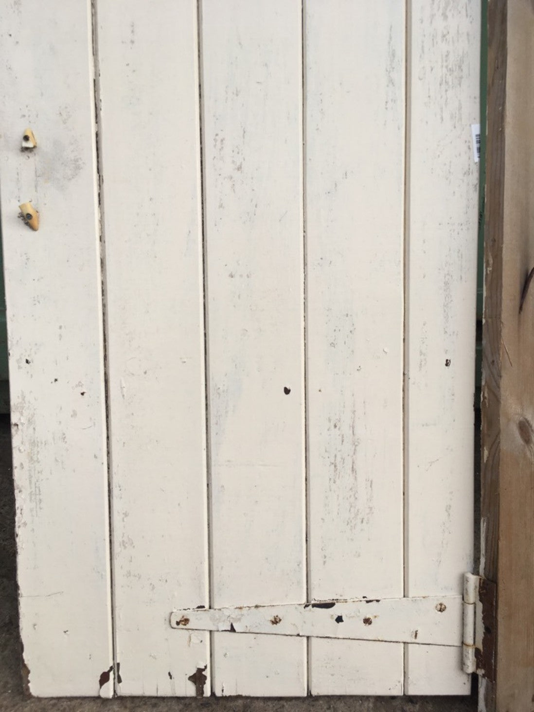 18 7/8”x39” Reclaimed Old Painted Pine 5 Plank & Ledge Narrow Internal Door