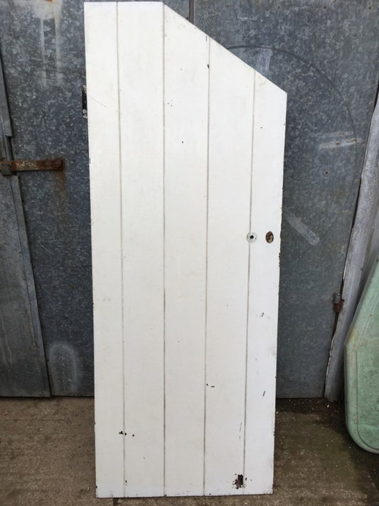 28 5/8”x75 5/8” Reclaimed Old Painted Pine 5 Plank & Ledge Narrow Internal Door