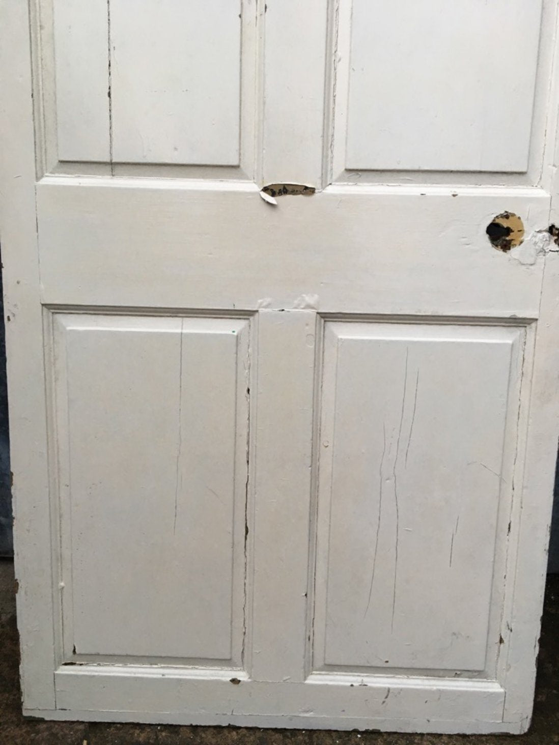 35 3/4”x 68” Victorian Painted Pine Four Panel 2 Over 2 Short Wide Internal Door