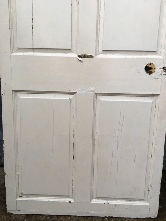 35 3/4”x68” Victorian Painted Pine Four Panel 2 Over 2 Short Wide Internal Door