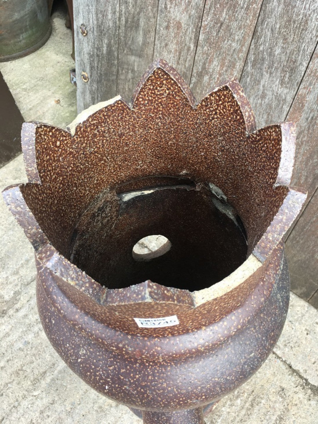 Salvaged Unusual Old Brown Clay Bishop Chimney Pot Garden Ornament 105.5cm High