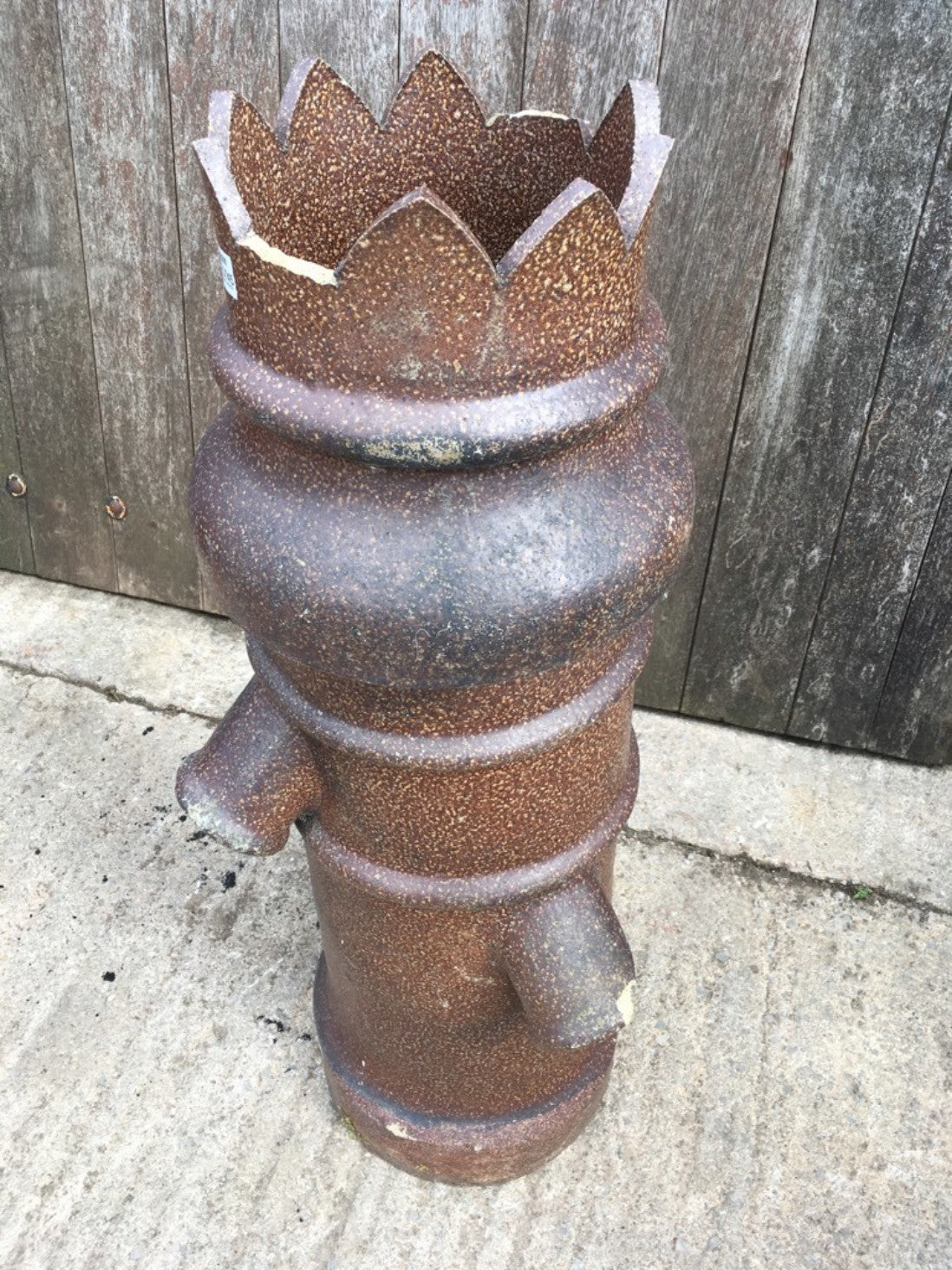 Salvaged Unusual Old Brown Clay Bishop Chimney Pot Garden Ornament 105.5cm High