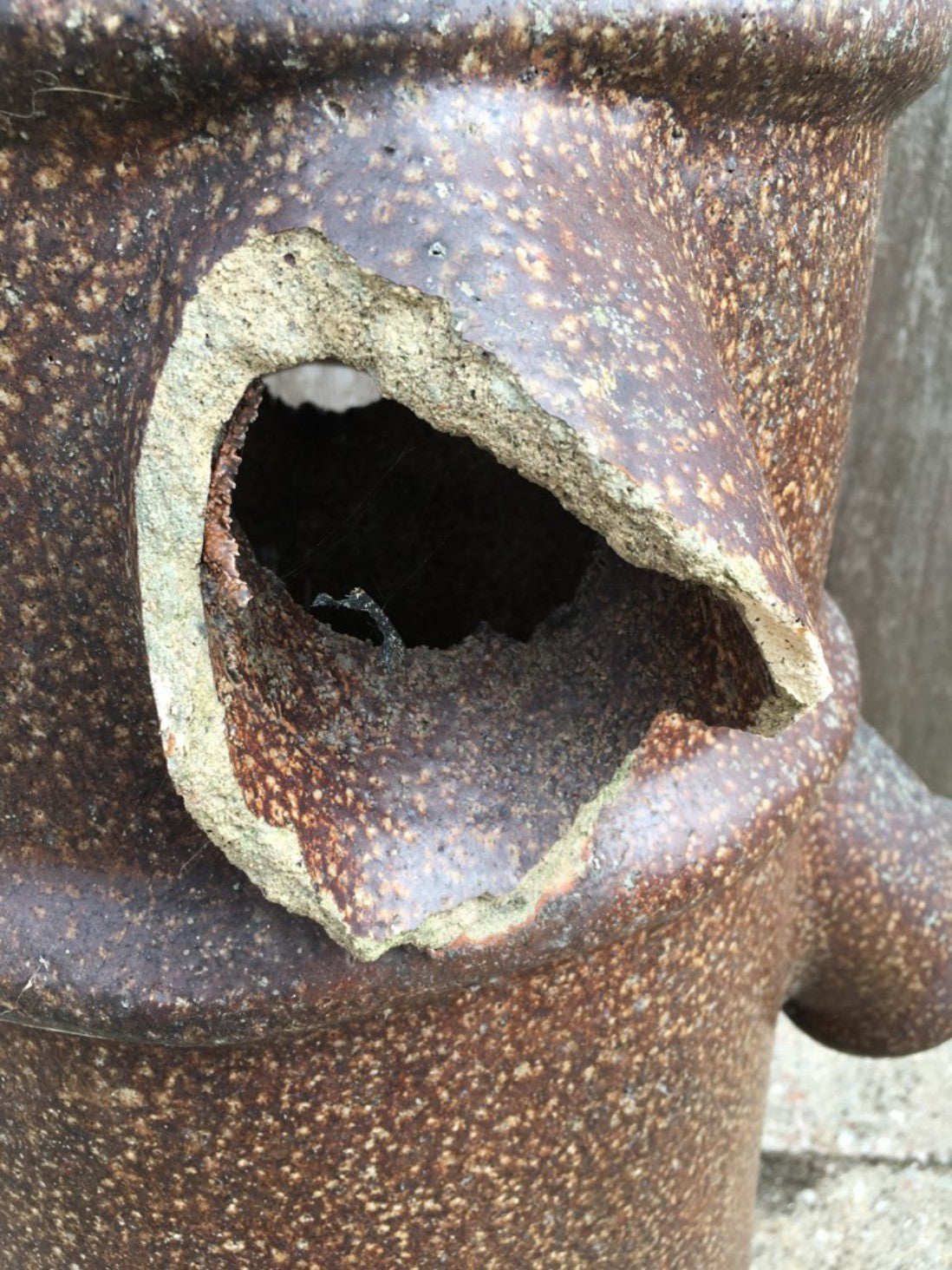 Salvaged Unusual Old Brown Clay Bishop Chimney Pot Garden Ornament 105.5cm High