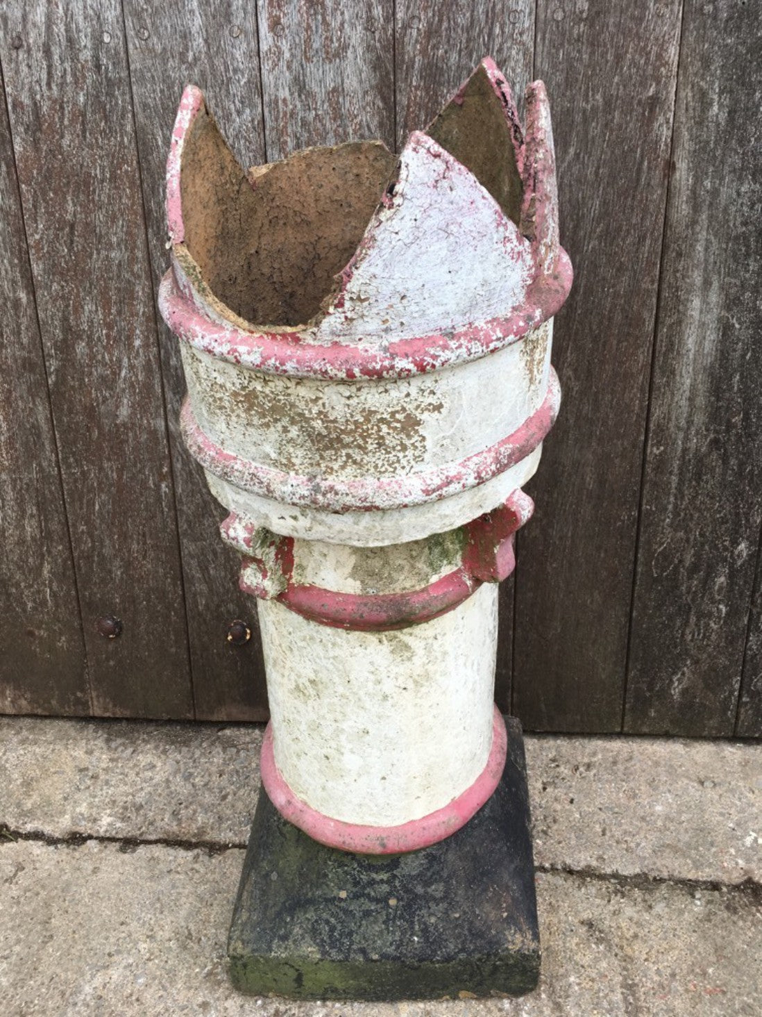 Salvaged Old Painted Clay Bishop Pot Chimney Garden Ornament 94.5cm High
