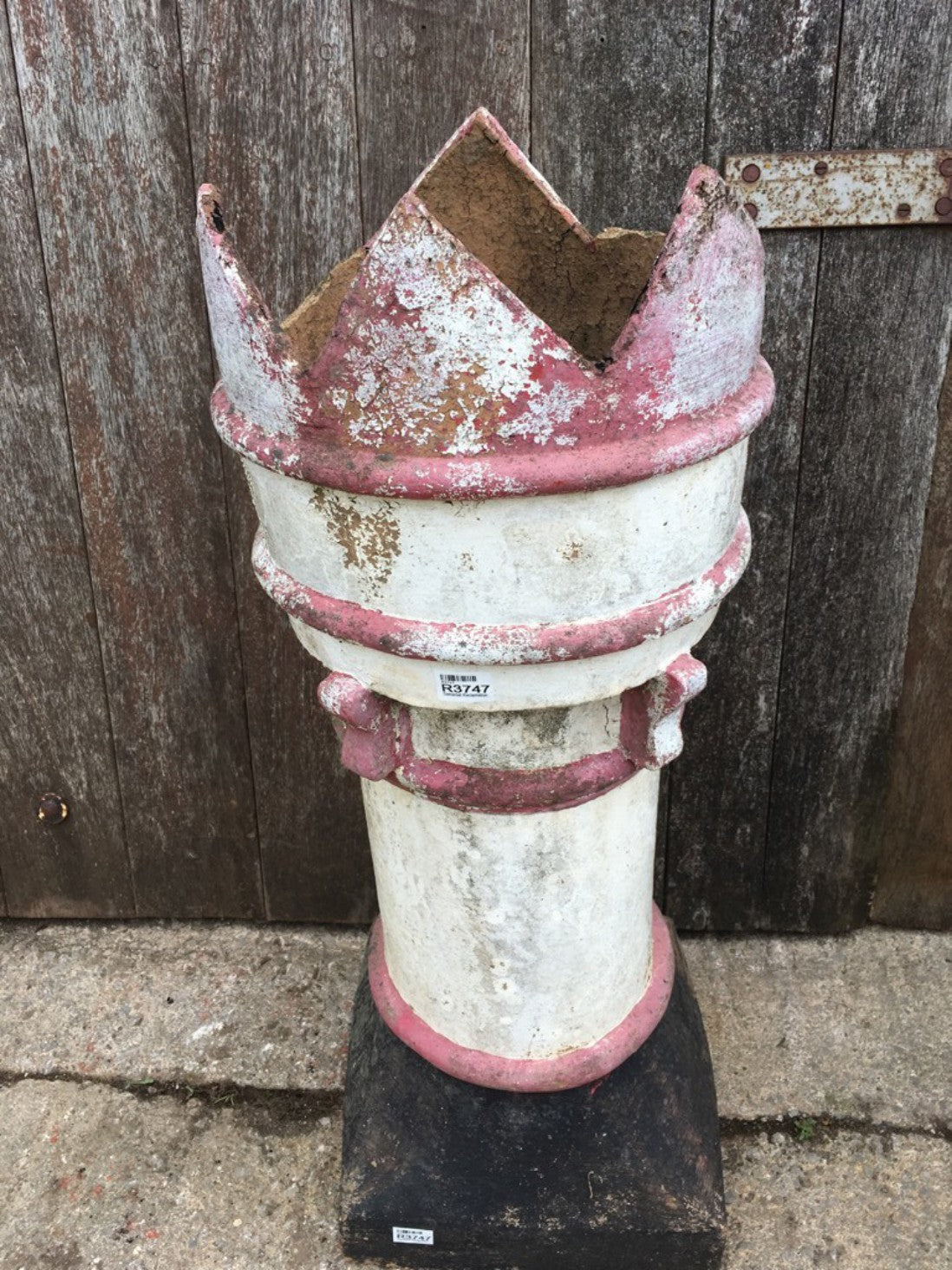 Salvaged Old Painted Clay Bishop Pot Chimney Garden Ornament 94.5cm High