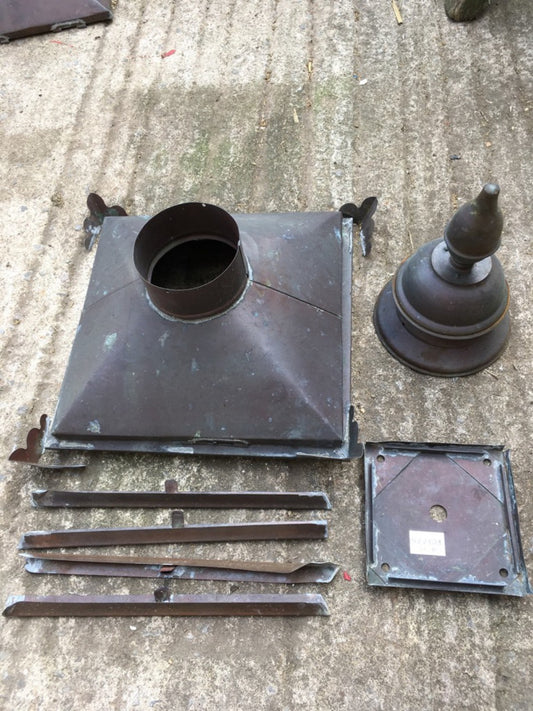 Salvaged Copper 32x15x15” Large Lamp Top Needing Repair