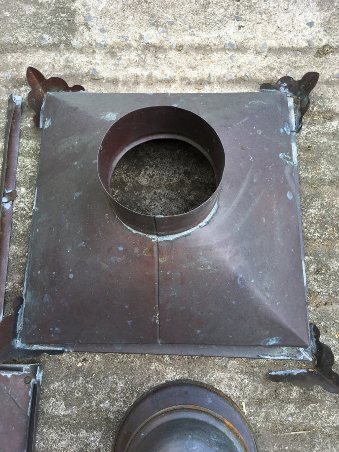 Salvaged Copper 32x15x15” Large Lamp Top Needing Repair