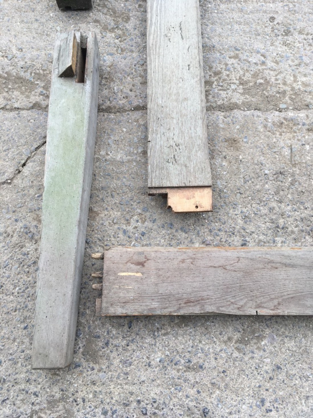 Salvaged Old Pitch Pine Table Base In Parts For 6’6” X 3’3” Top