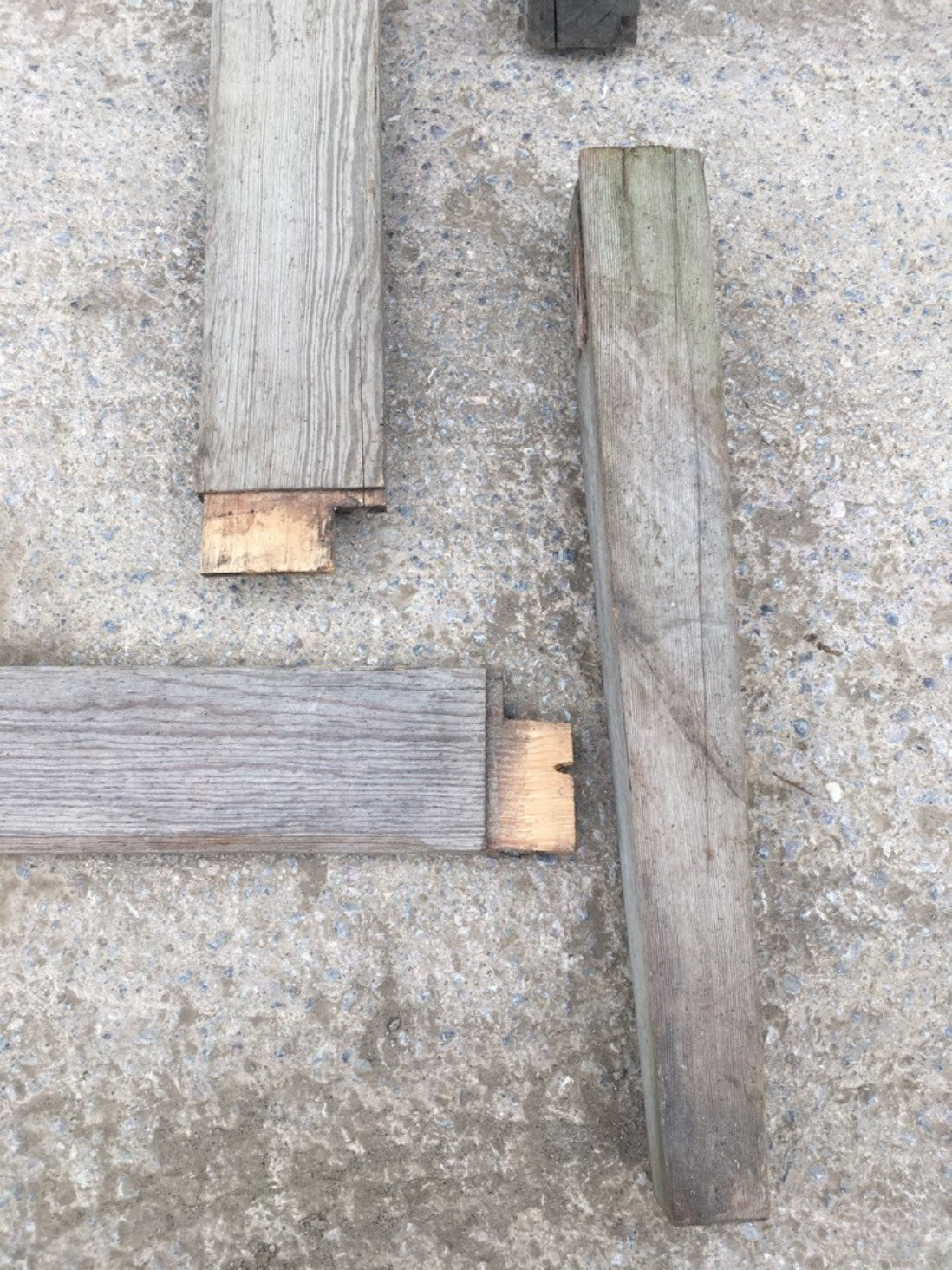 Salvaged Old Pitch Pine Table Base In Parts For 6’6” X 3’3” Top