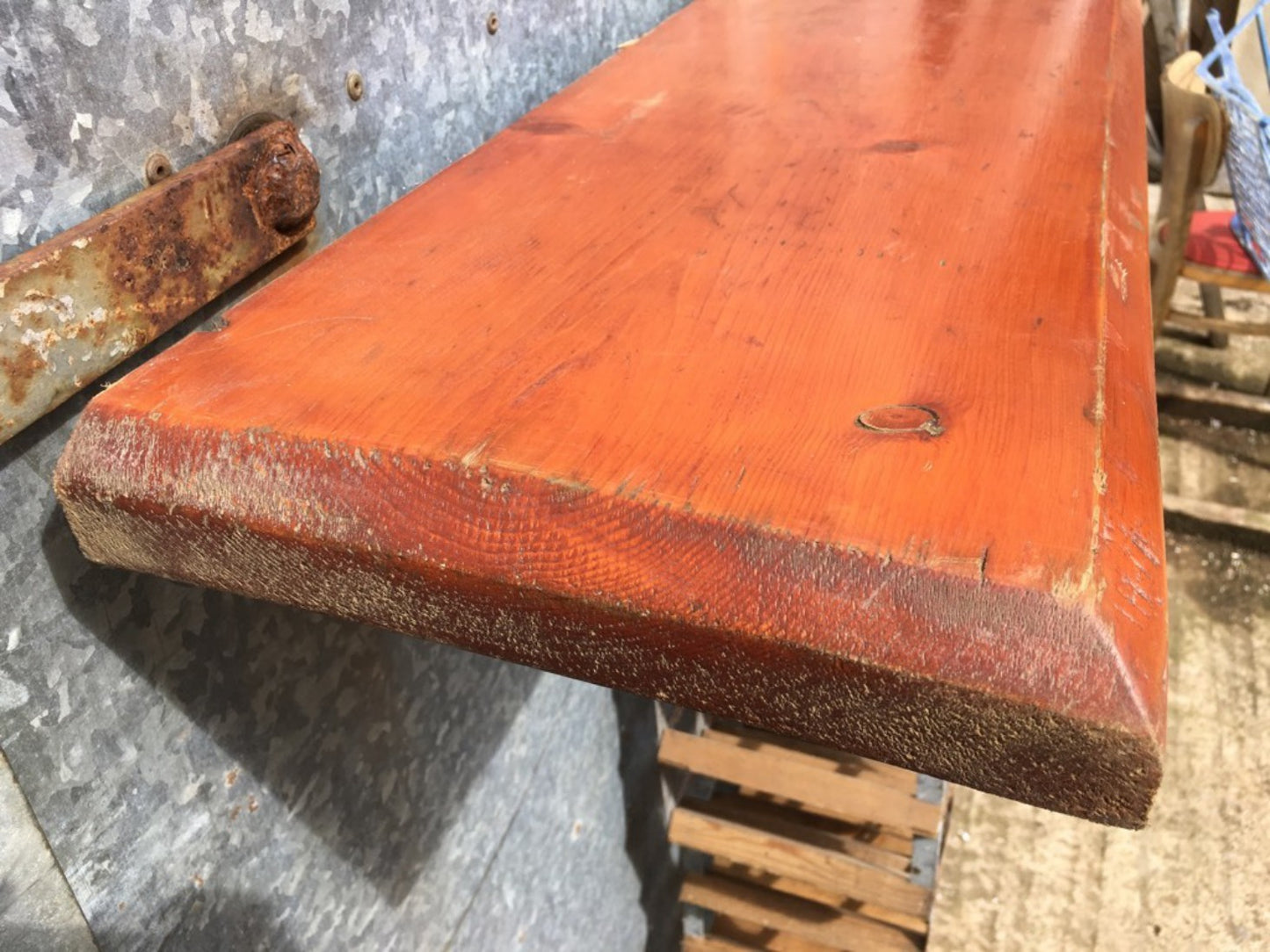 58 3/8 X 10 3/8 Inches Old Reclaimed Pine Over Mantel Shelf