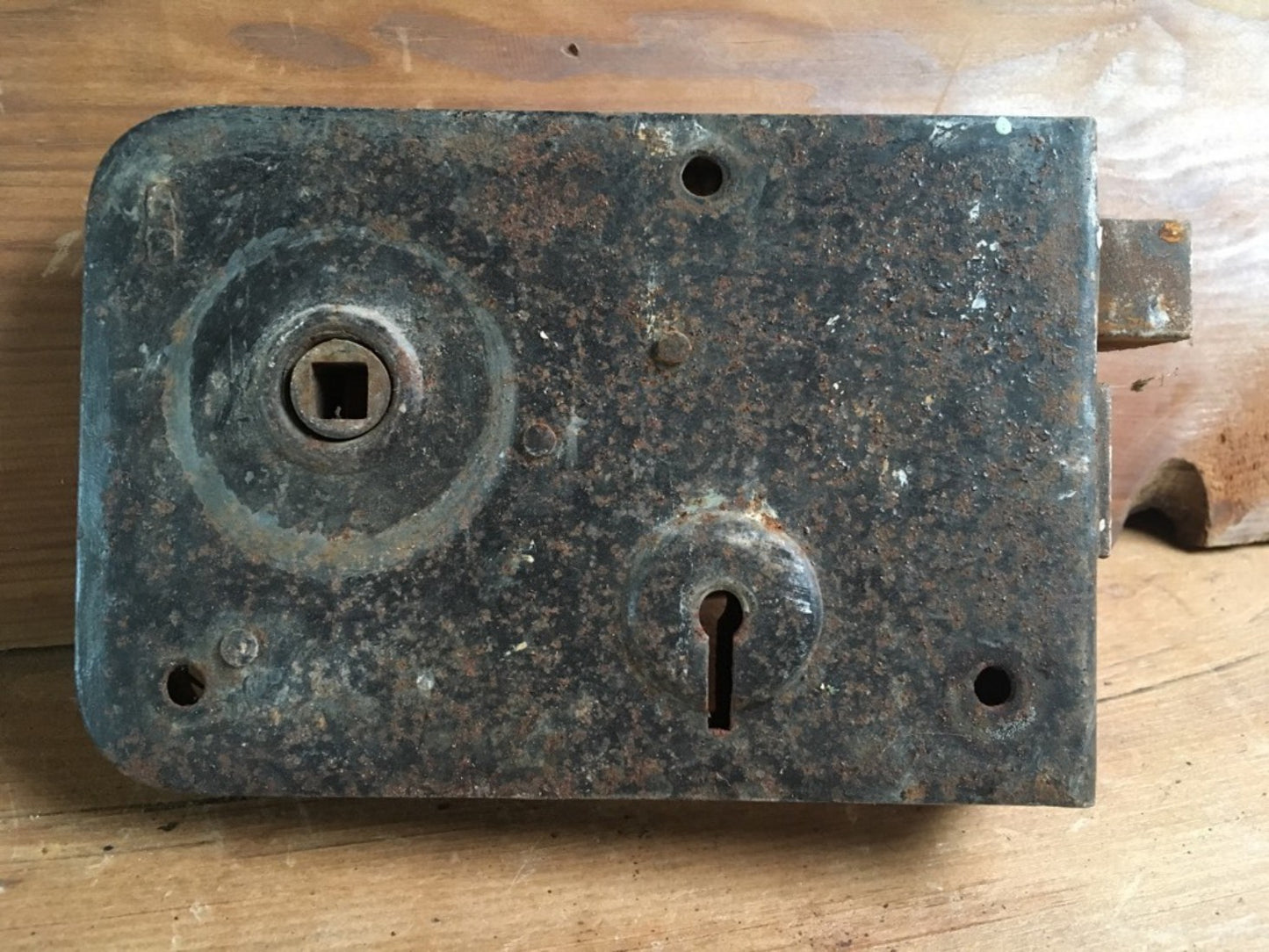 6”x4” Salvaged Victorian Large Steel Rim Lock For Right Hand Door No Key