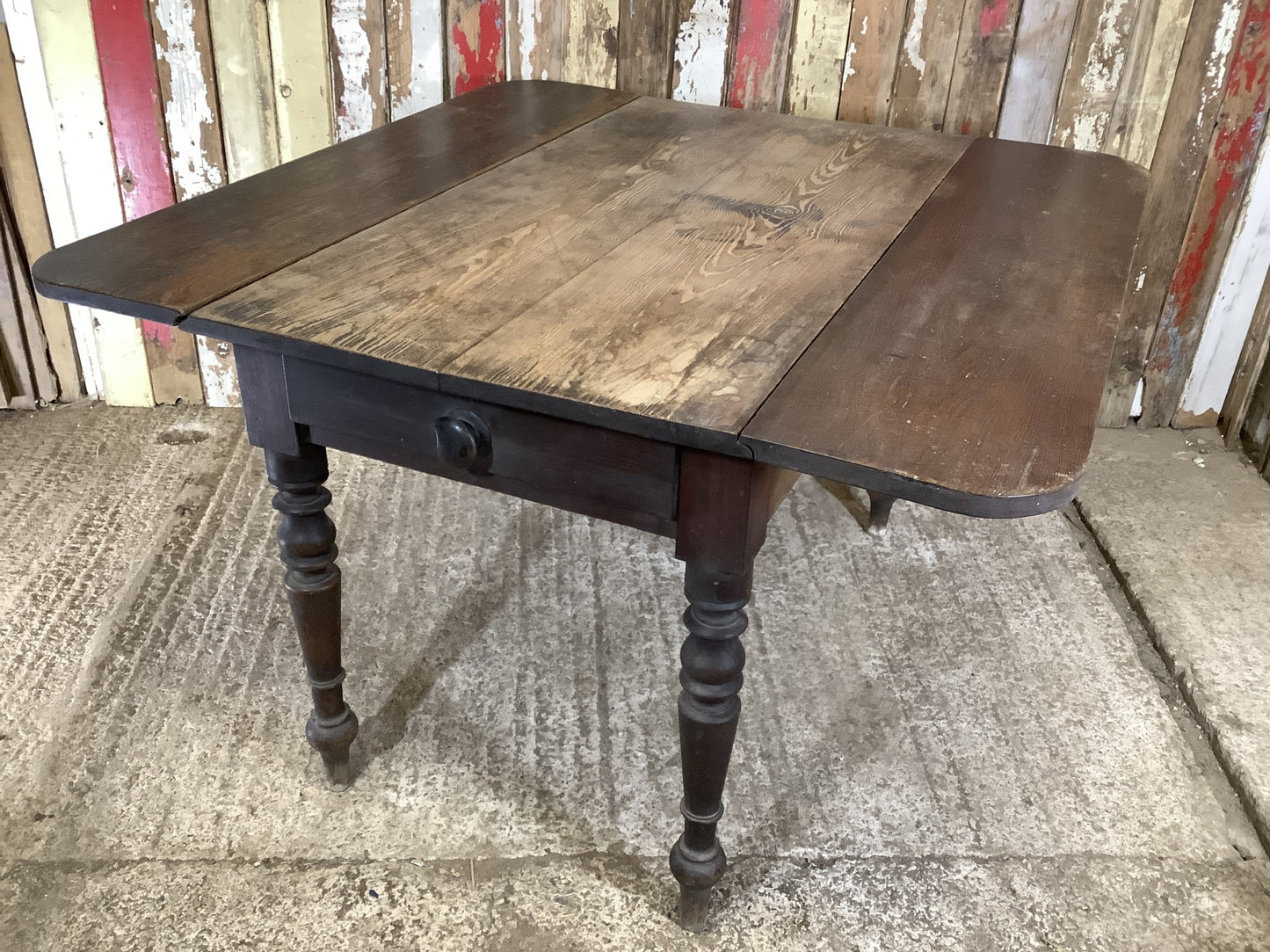 Victorian Stained Pitch Pine Drop Leaf Table 4 Seater 3'11"Lx3'10"W
