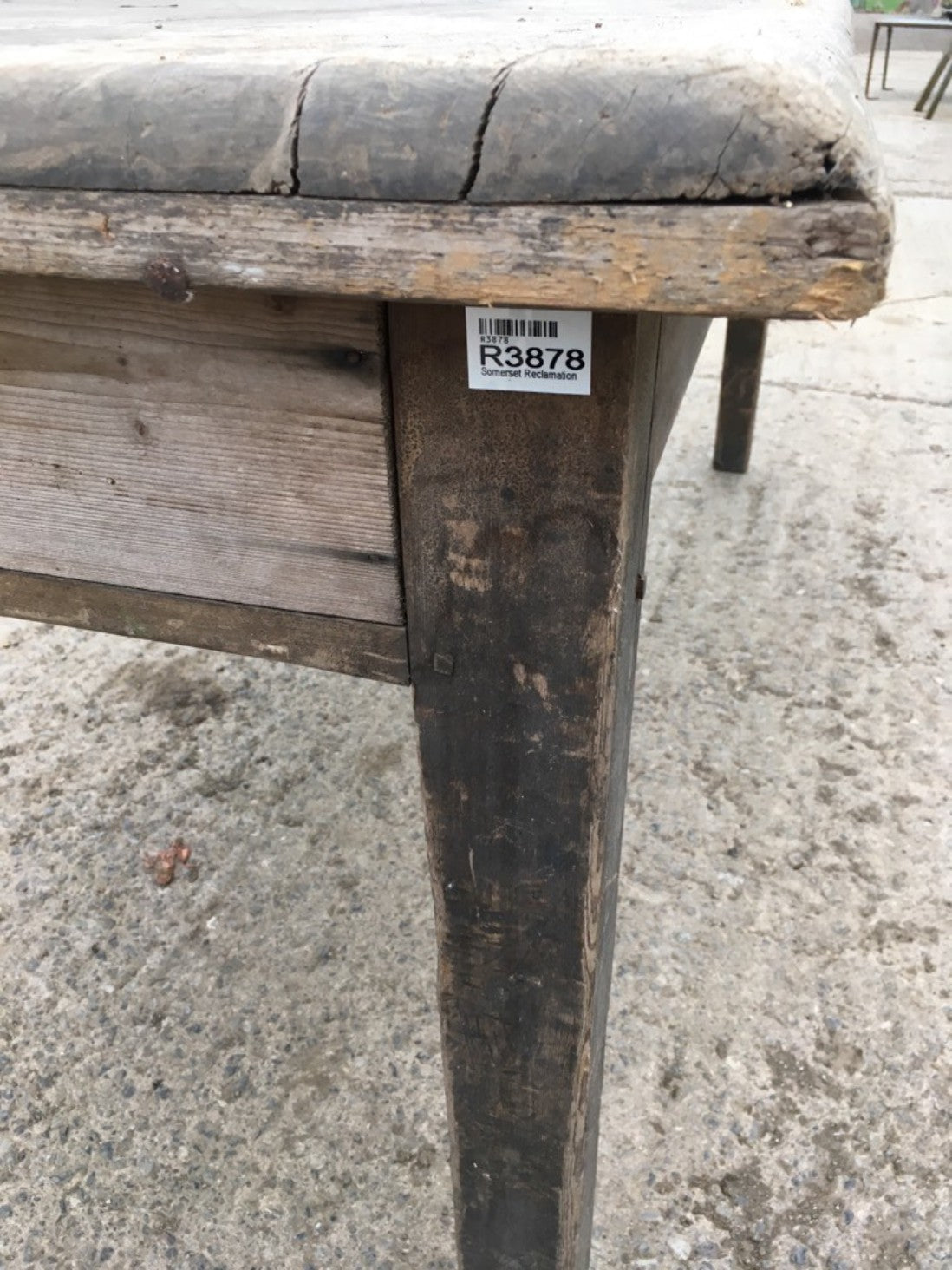 75.5cm By 78.5cm Salvaged Old Pine Square Leg Kitchen Table