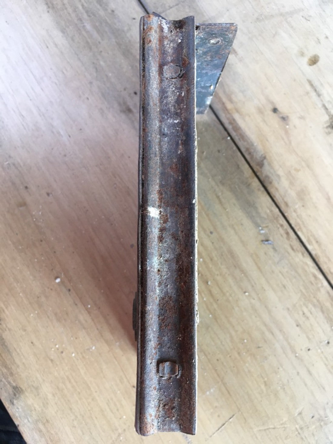 10.5x15.4cm Large Salvaged Victorian Steel & Brass Door Lock Left Hand No Key
