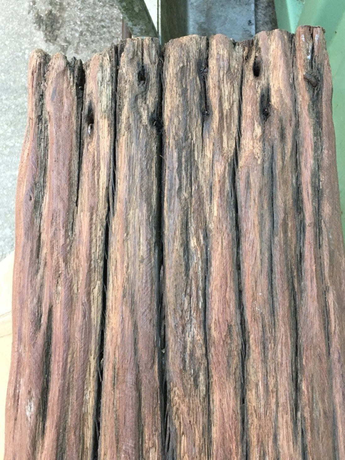 2ft 9 1/2" Or 85.2cm Long Reclaimed Old Red Hardwood Timber Beam