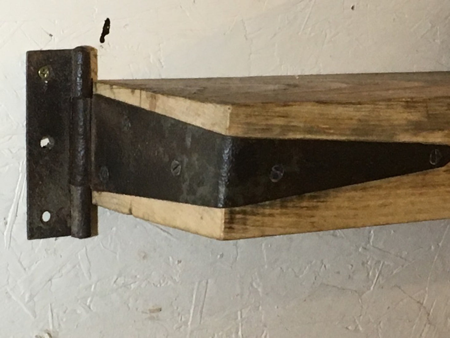 90.3x14.5cm Reclaimed Old Pine Timber Beam Floating Over Mantle Shelf & Brackets