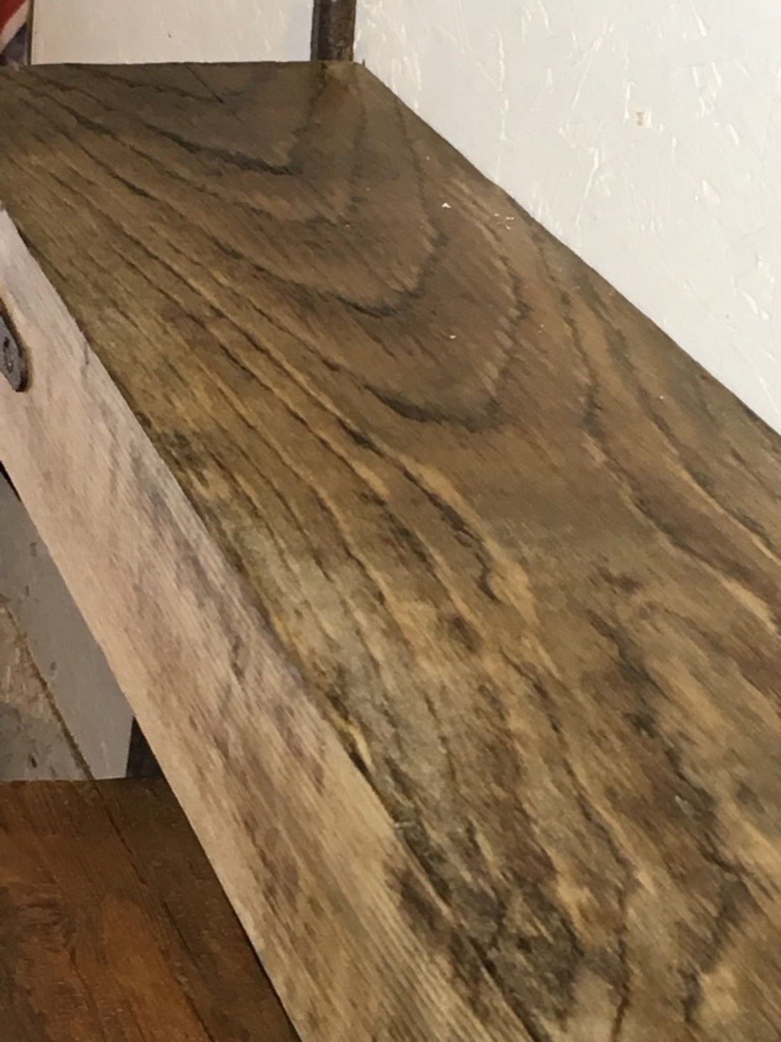 90.3x14.5cm Reclaimed Old Pine Timber Beam Floating Over Mantle Shelf & Brackets