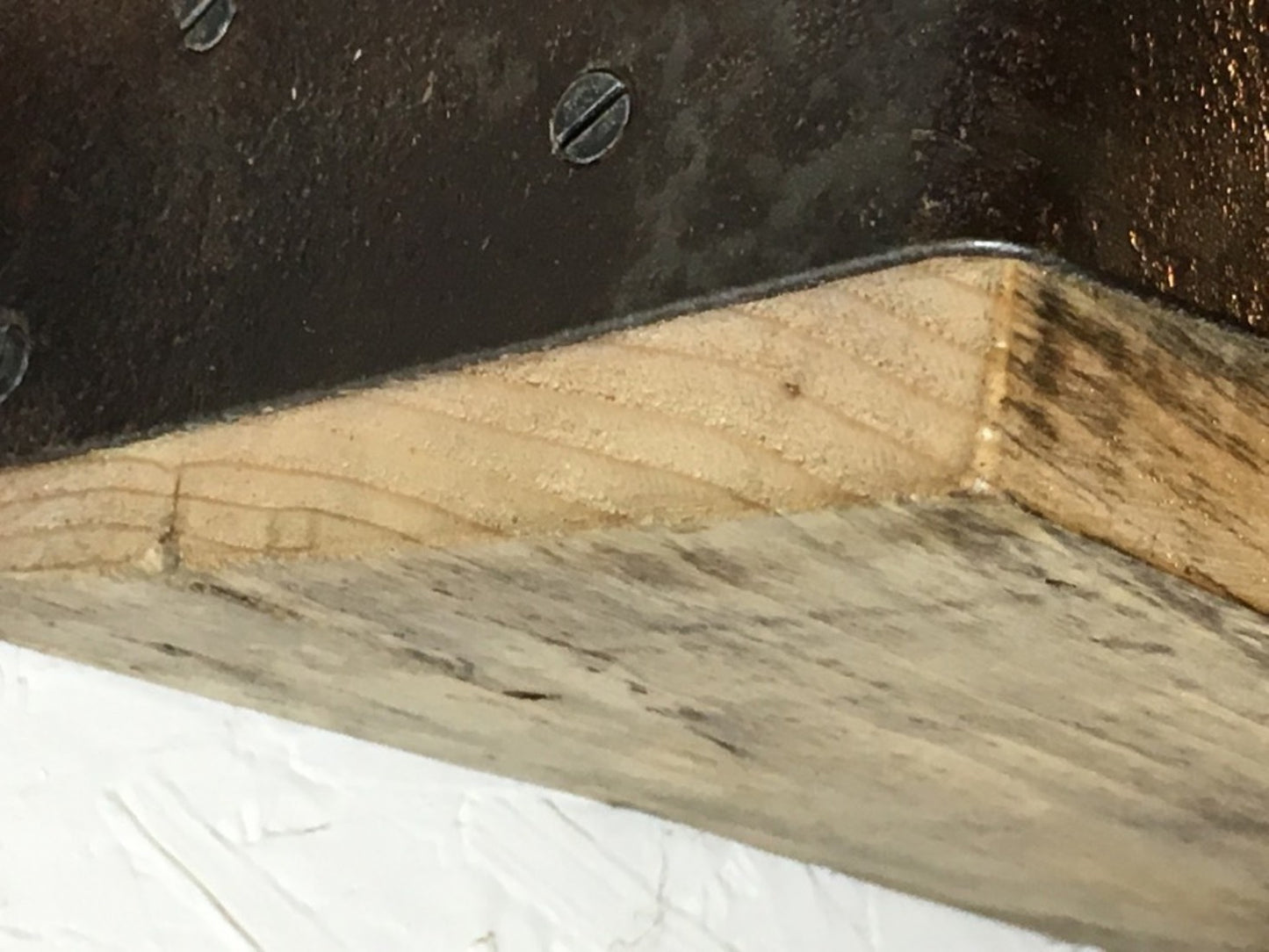 90.3x14.5cm Reclaimed Old Pine Timber Beam Floating Over Mantle Shelf & Brackets