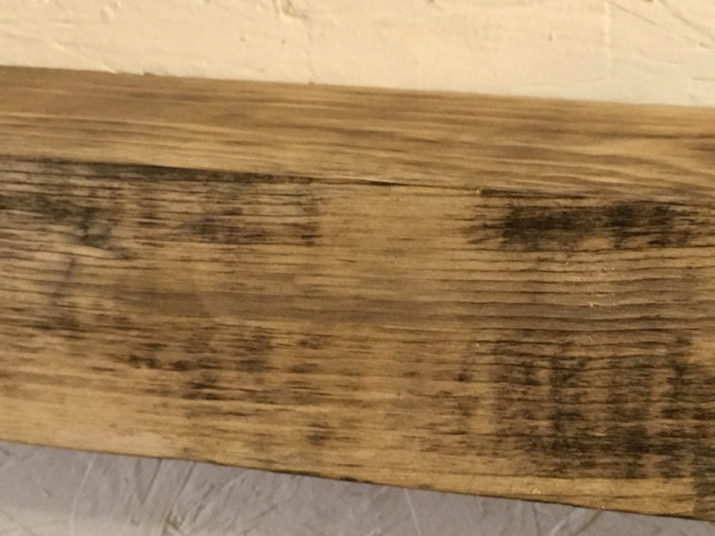 90.3x14.5cm Reclaimed Old Pine Timber Beam Floating Over Mantle Shelf & Brackets