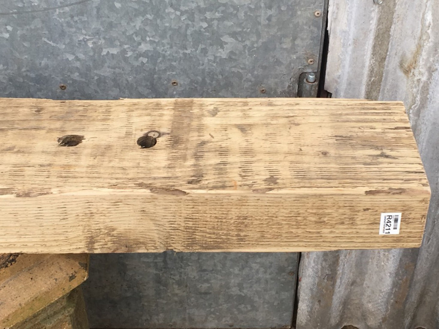 3ft 10 3/8" Or 1.18m Long Old Salvaged Solid Pine Beam