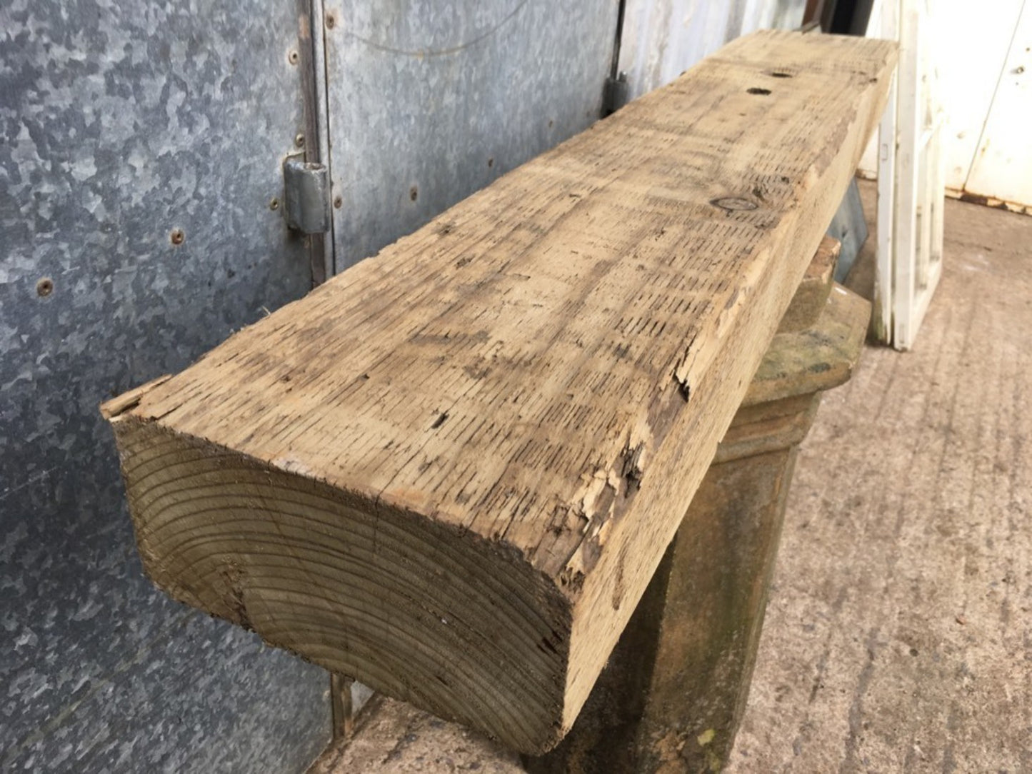 3ft 10 3/8" Or 1.18m Long Old Salvaged Solid Pine Beam