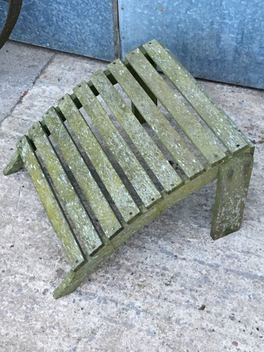 34cm By 58.7cm Lovely Old Weathered Teak Garden Chair Sloping Foot Rest