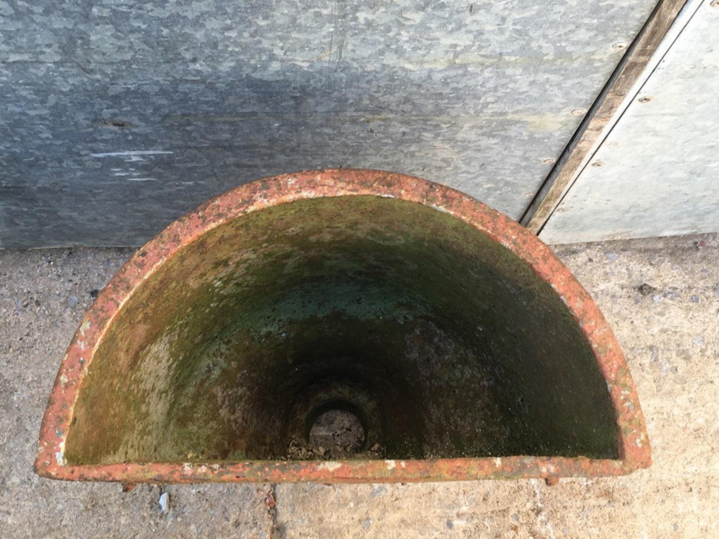 49cm High Salvaged Victorian Large Cast Iron Half Round Gutter Hopper