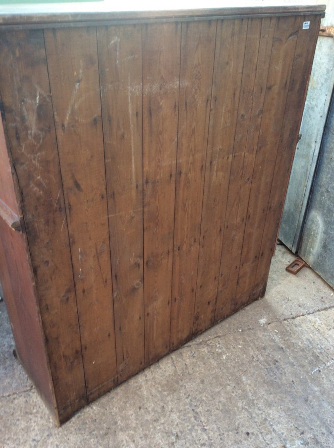 140x127cm Nice Old 1930s Reclaimed Pitch Pine Solid Court Cupboard Dresser
