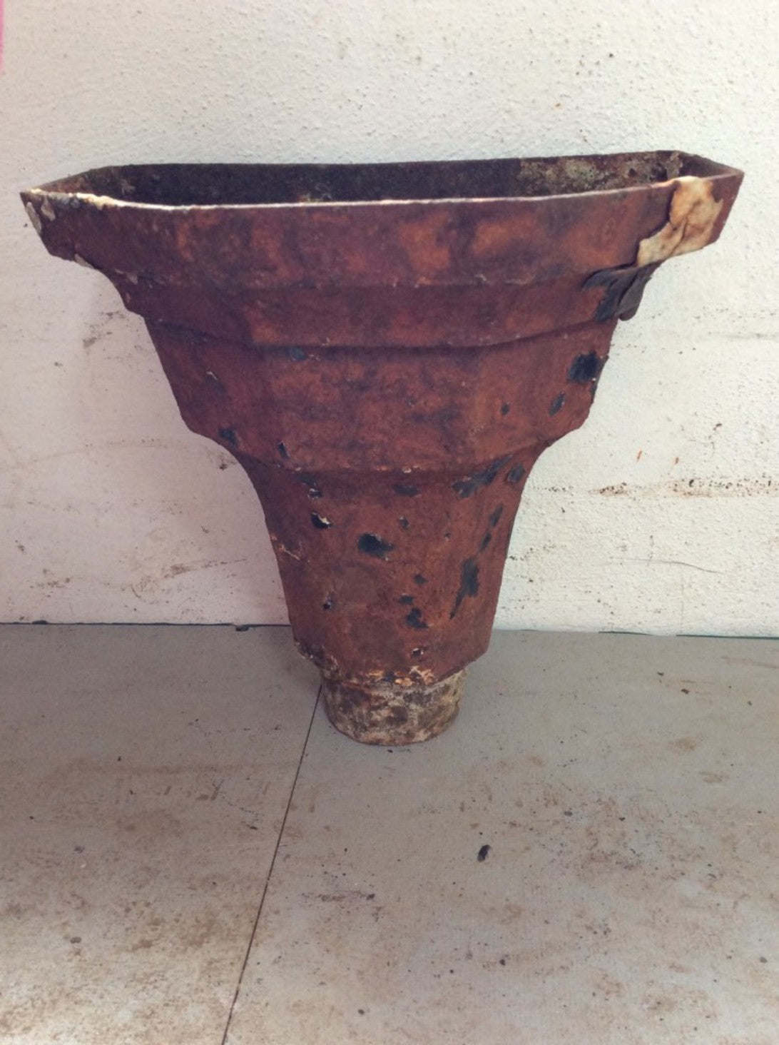 22.2cm High Salvaged Victorian Cast Iron Fluted Eared Gutter Hopper