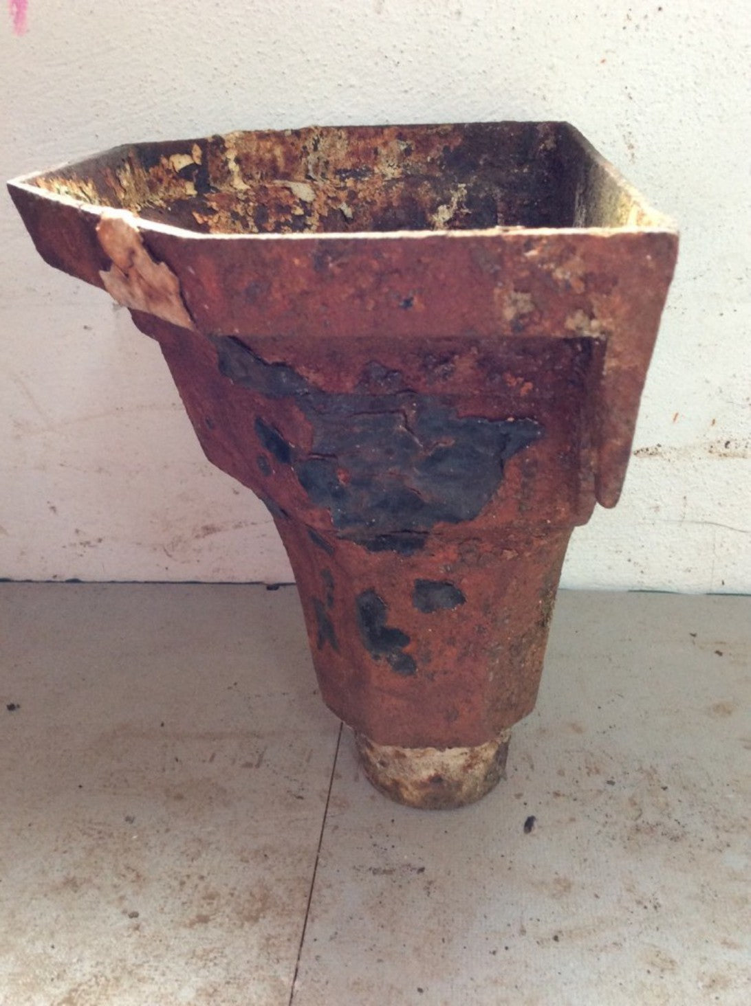 22.2cm High Salvaged Victorian Cast Iron Fluted Eared Gutter Hopper