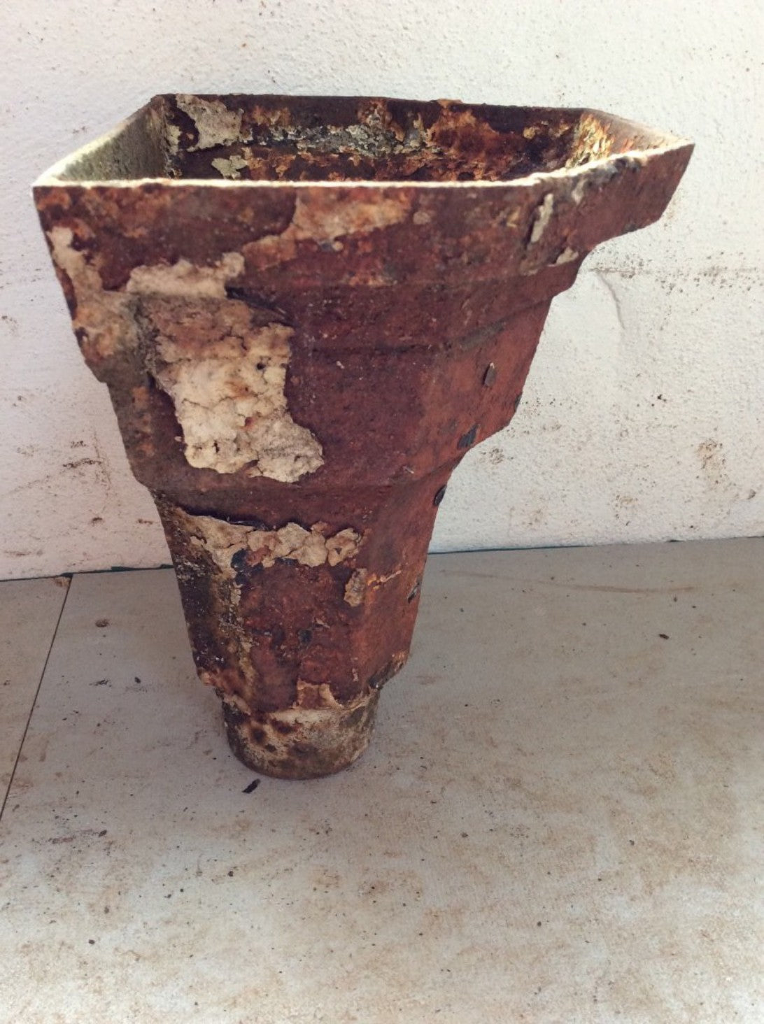 22.2cm High Salvaged Victorian Cast Iron Fluted Eared Gutter Hopper
