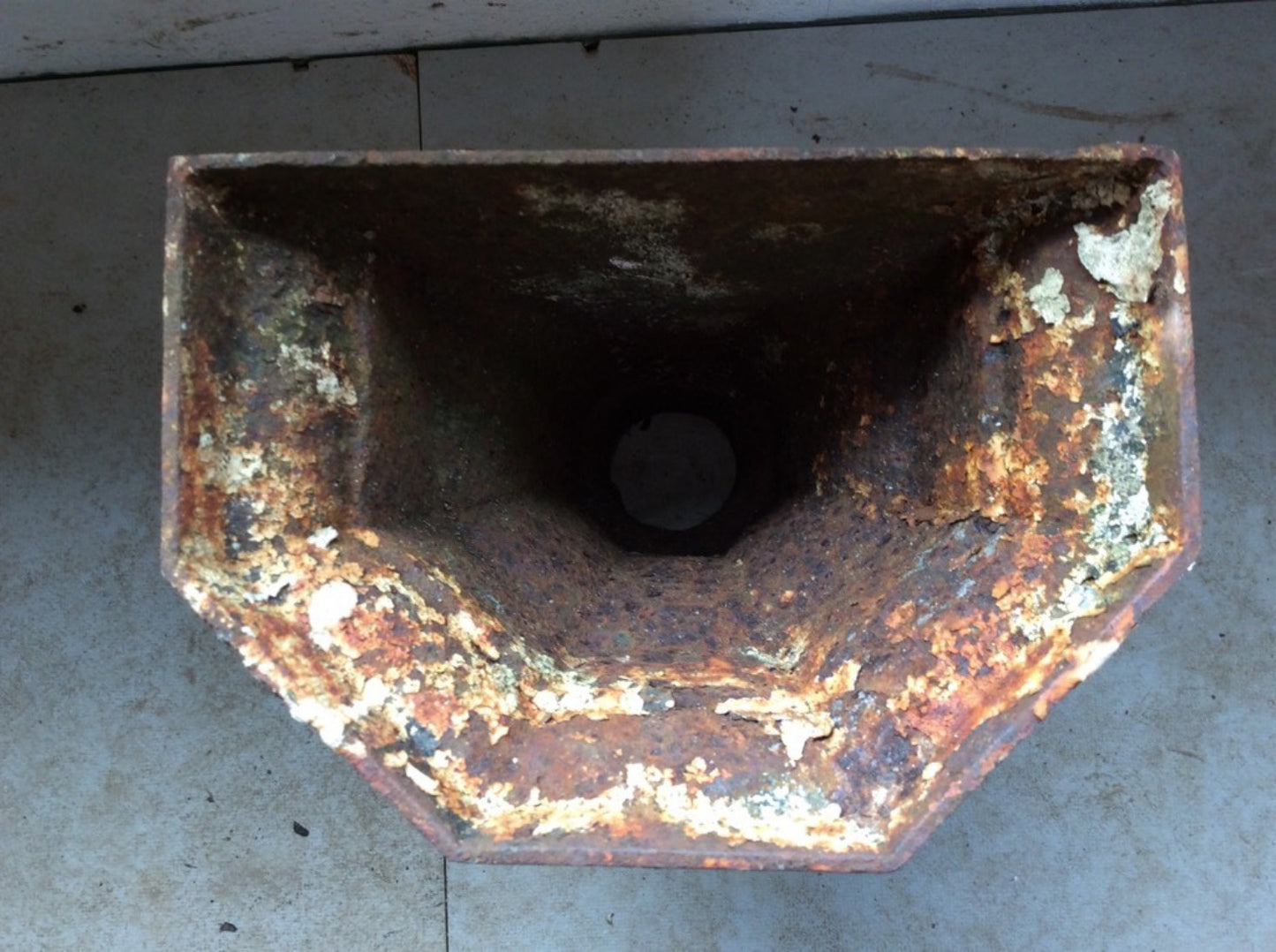 22.2cm High Salvaged Victorian Cast Iron Fluted Eared Gutter Hopper